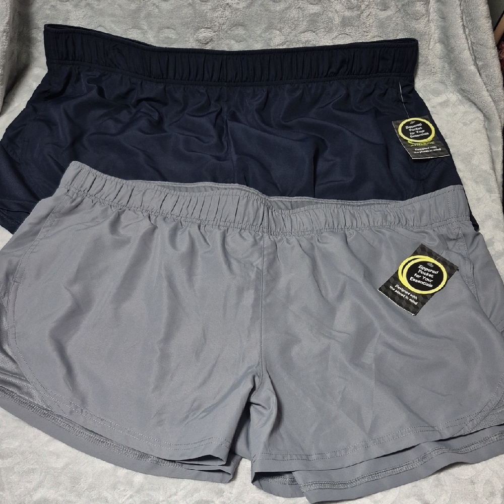 2 Pair Women's Navy and Gray Athletic Works Shorts.  Size XXXL (22)